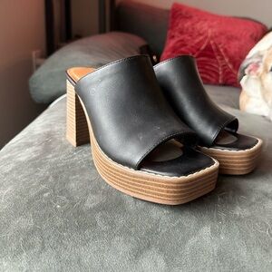 Madewell Black Leather Mules with Chunky Platform